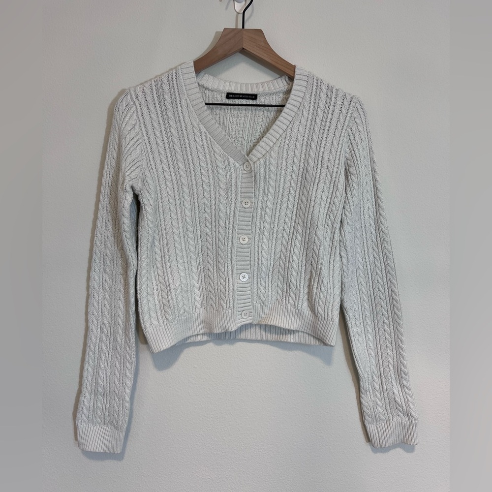 Brandy Melville Cable Knit V-Neck Sweater